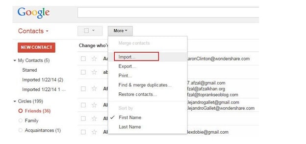 Gmail import