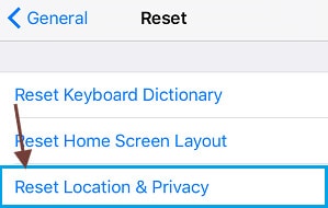 Figure 21 reset location and privacy settings