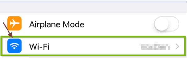 Figure 5 Wi-Fi option in settings