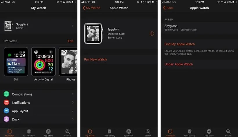 unpair apple watch