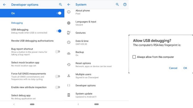 enable usb debugging