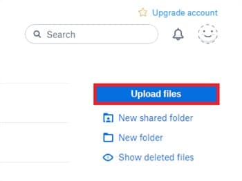 tap on upload files