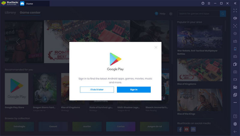 setting up google account on bluestacks