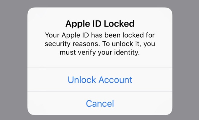 apple id locked message