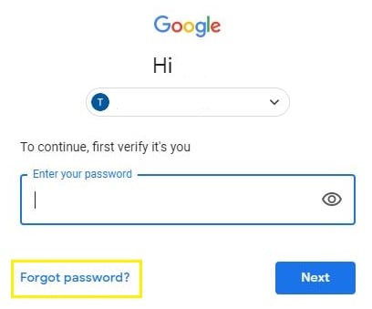 gmail forgot password