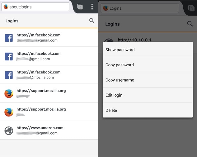 firefox app saved passwords