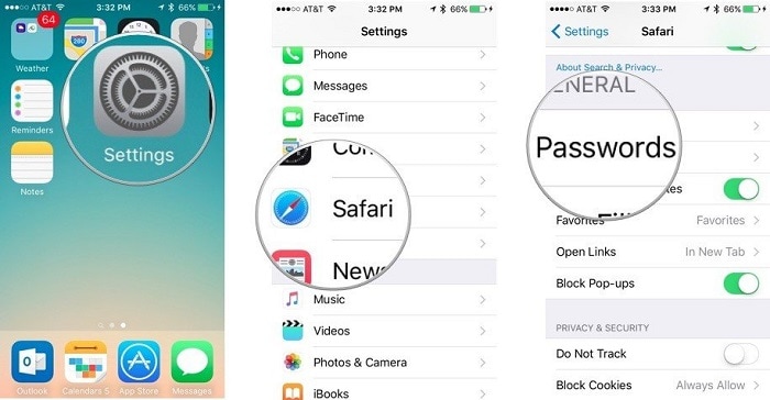 safari app saved passwords