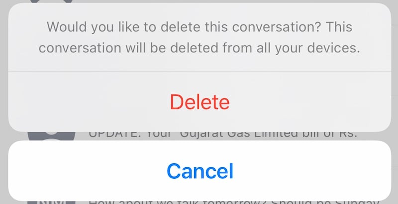 confirm delete to delete messages