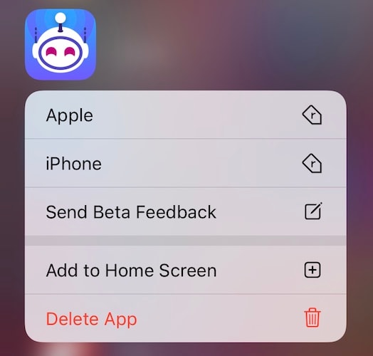 tap delete app to delete app