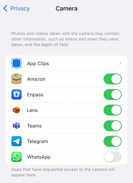  camera permission for whatsapp