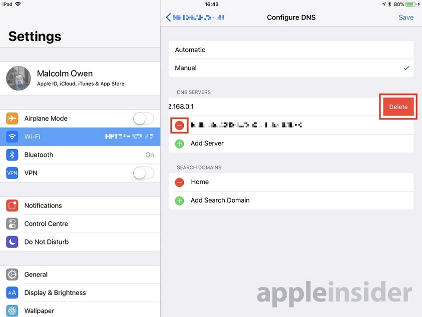 wifi connection and dns server