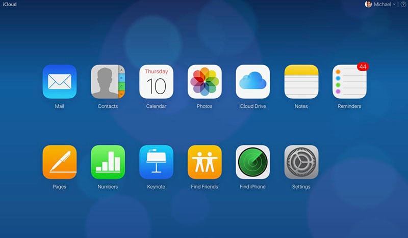 icloud home screen