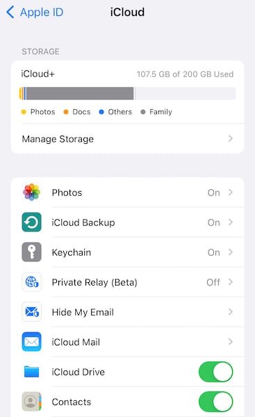 enable icloud drive on iphone