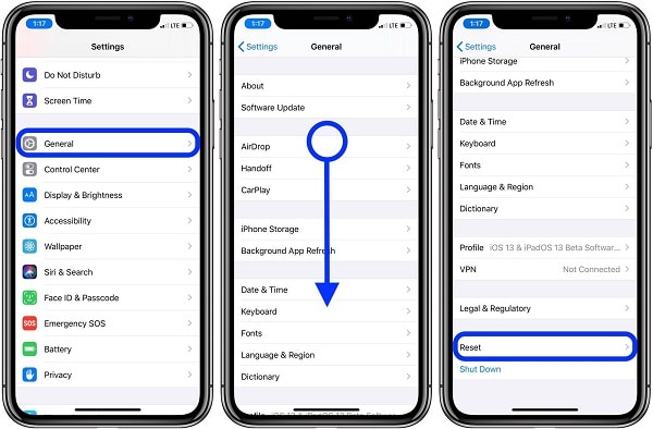 reset iphone settings