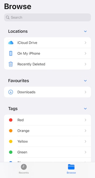 files app on ios