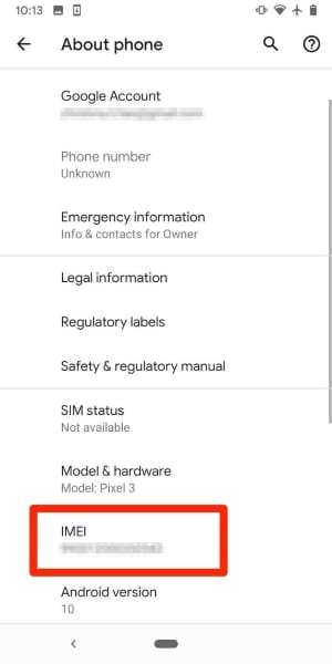 access imei from settings