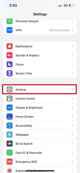 open general settings