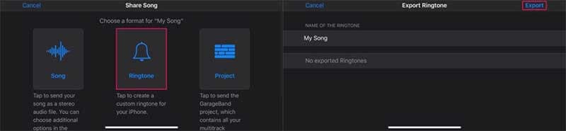 export ringtone garageband