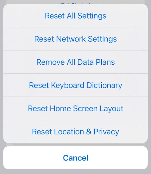 reset ipad settings