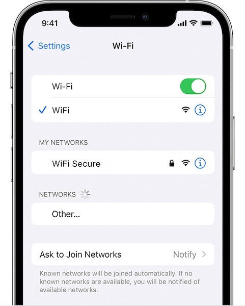 wifi network illustration on iphone