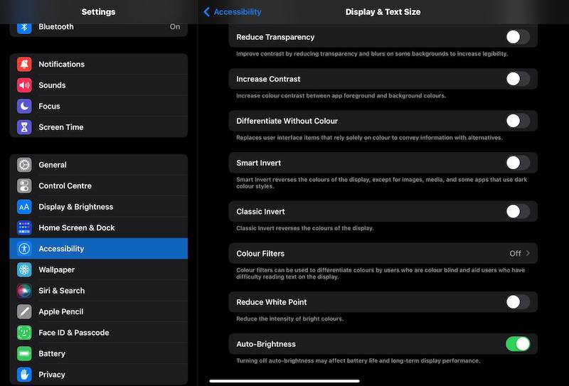 ipad automatic brightness setting