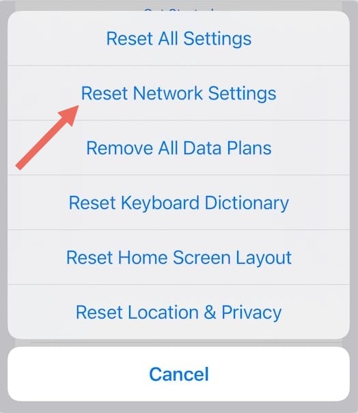 reset settings options