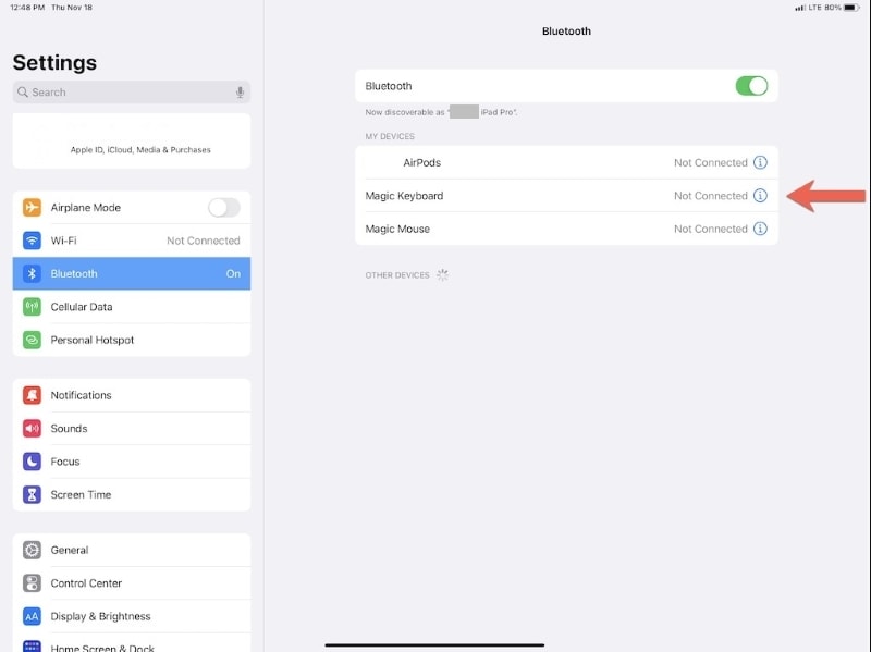 open bluetooh device options