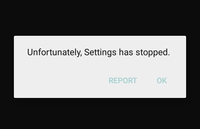 unfortunately settings has stopped