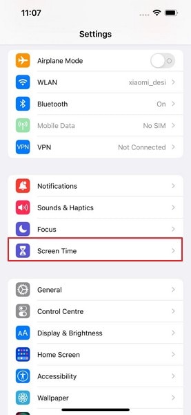 open screen time settings