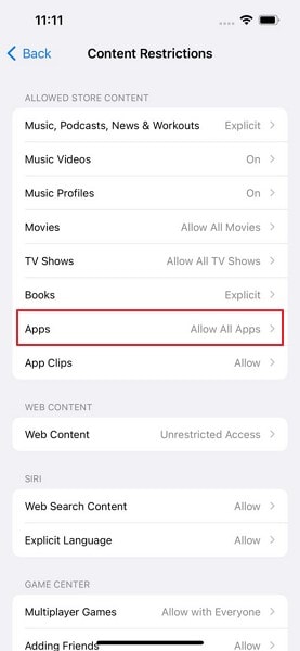 edit apps settings