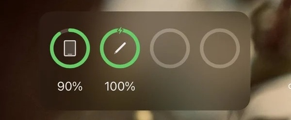 apple pencil charge status battery widget