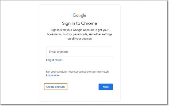  bypass gmail phone verification on chrome click create account