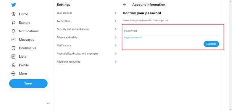insert your twitter password