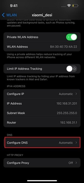 access configure dns option