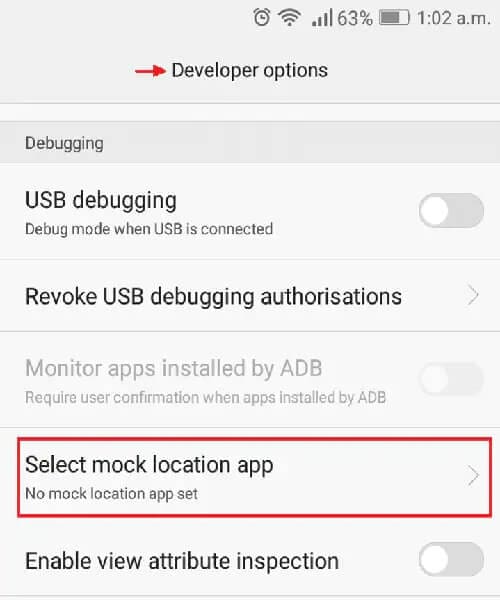 locate mock location on samsung