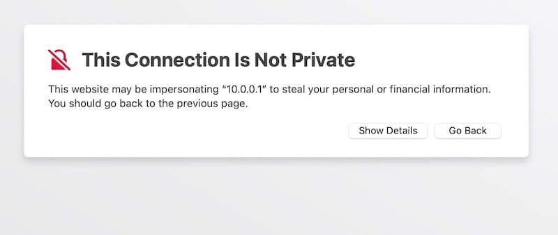 connection not private error safari