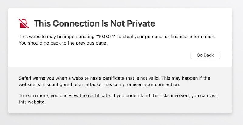 details about safari certificate connection