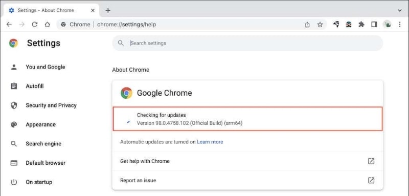 check for chrome updates