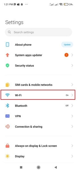 open wifi option