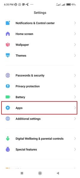 open app settings