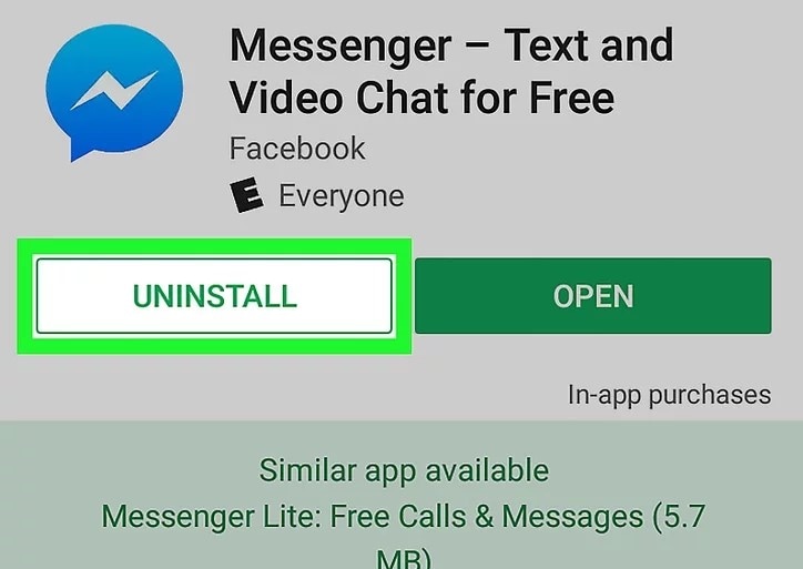 facebook messenger uninstall