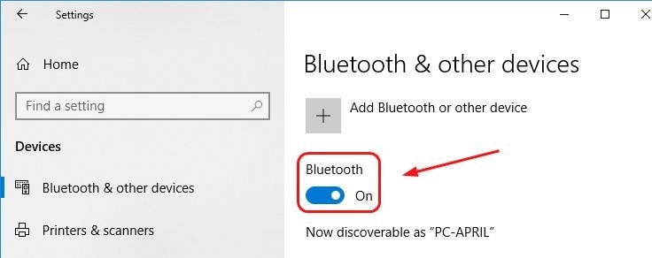 bluetooth in windows