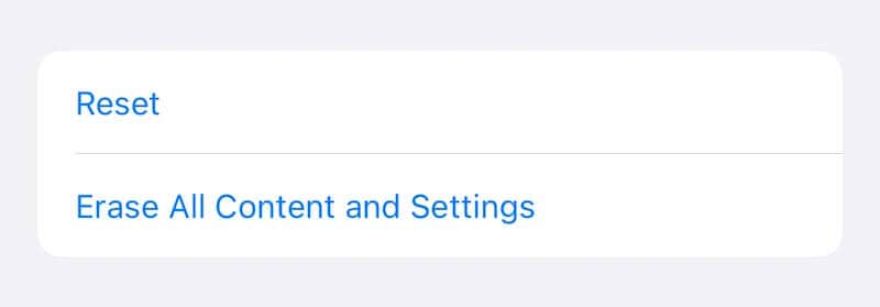 reset all settings iphone