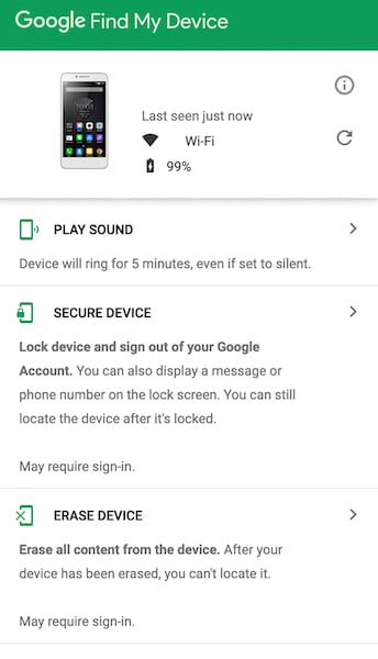 erase phone with google