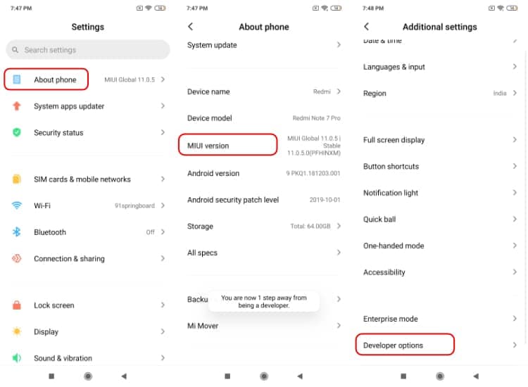 access developer options