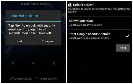 oppo forgot the pattern menu