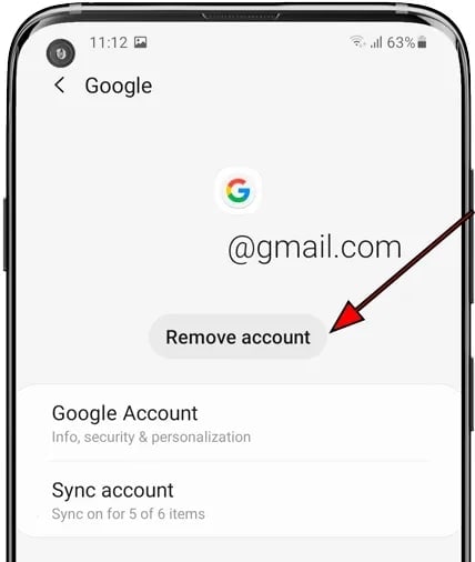 remove the google account