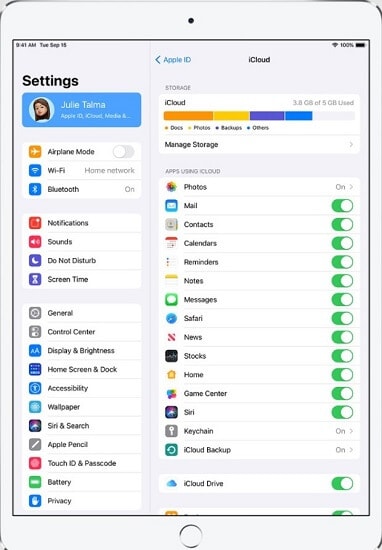 click on ipad storage