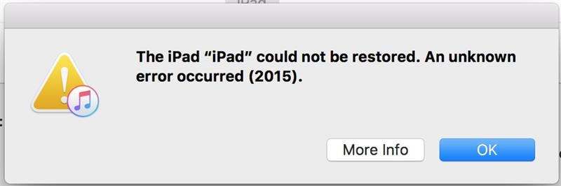 error 2015 ipad message