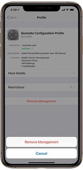 iphone remote management removal